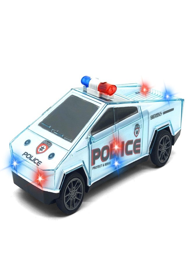 VGRASSP Push and Go Cyber Police Truck Toy for Kids with Flashing Lights and Music - Friction Patrol Car with Sound Effects - Color As Per Stock - Image 1